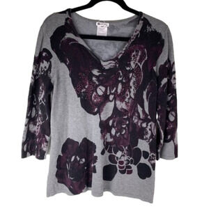 Chagal Grey & Purple  Sweater size Large